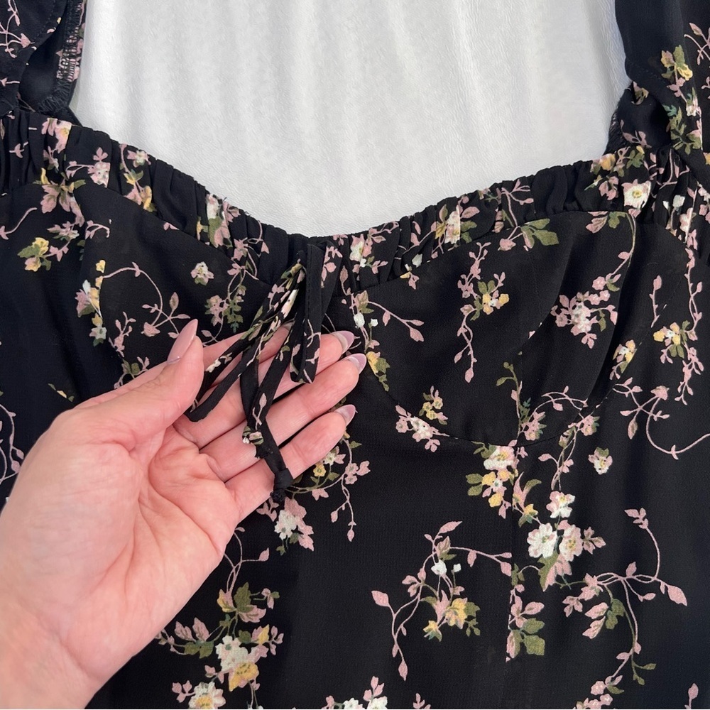 Reformation Marnie Dress Women’s 2 Midi Floral Slit Front Black P - Picture 10 of 10